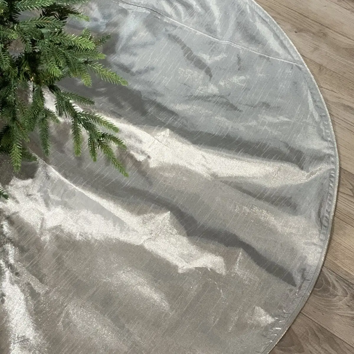 72" Silver Metallic Dupion Tree Skirt 3 72" Silver Metallic Dupion Tree Skirt