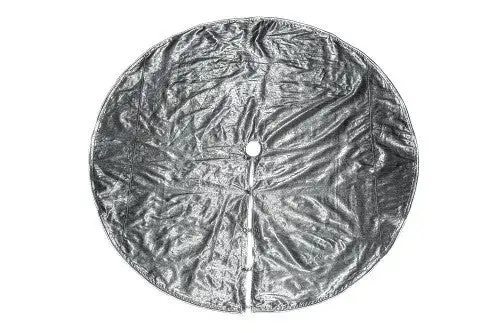 72" Silver Metallic Dupion Tree Skirt 4 72" Silver Metallic Dupion Tree Skirt - Image 2