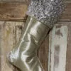 25" Platinum Metallic Dupion Jeweled Border Stocking -Christmas decorations Shop 4861204610