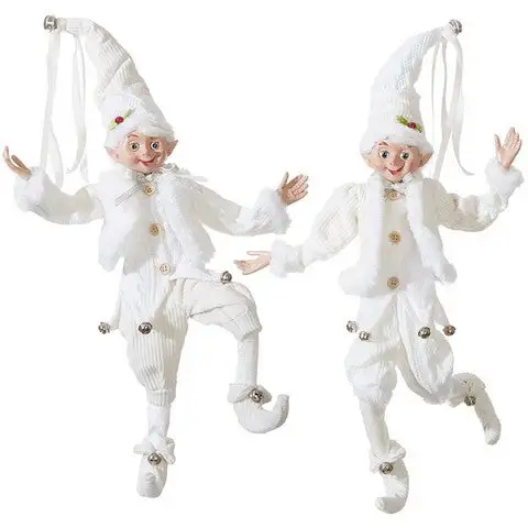 16" White Posable Elf Set Of 2 3 16" White Posable Elf Set Of 2