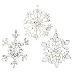 4" Crystal Jeweled Assorted Snowflake Ornamemt Set Of 6
