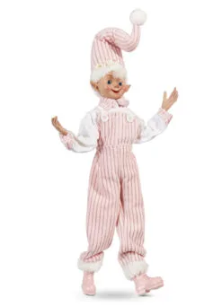 16" Pink Stripe Posable Elf