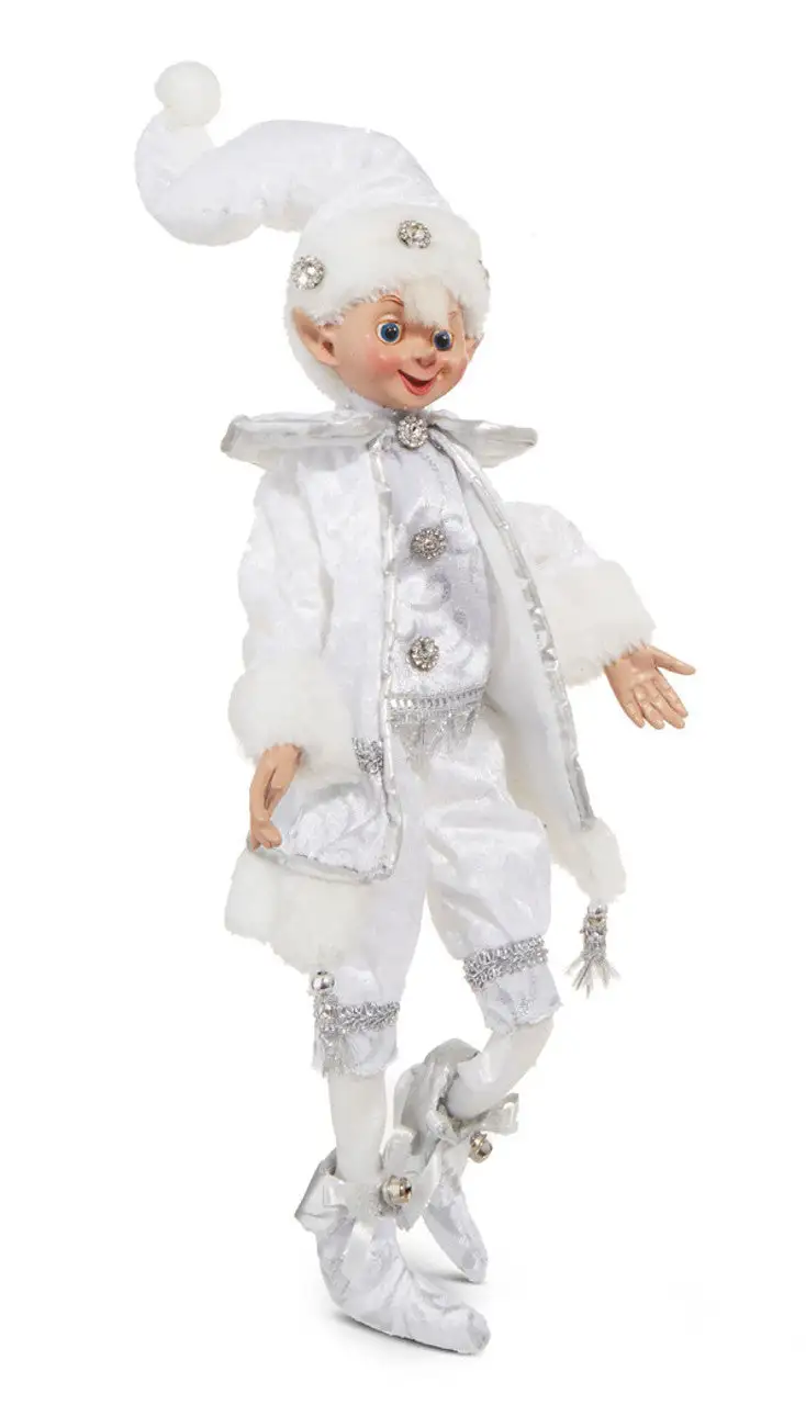 16" White Silver Posable Elf Set Of 2 5 16" White Silver Posable Elf Set Of 2 - Image 3