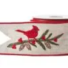4" X 30 FT Red Edged Jute Ribbon With Cardinal Embroidery -Christmas decorations Shop 4889325223