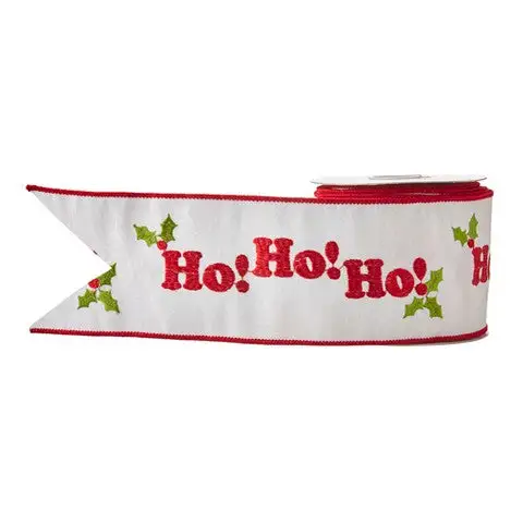 4" X 10 YD Ho Ho Ho Embroidered Ribbon 3 4" X 10 YD Ho Ho Ho Embroidered Ribbon