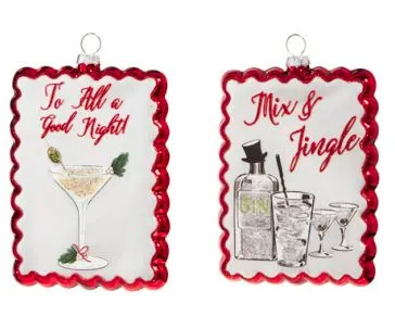 5" Holiday Cocktail Assorted Ornament Set Of 2 3 5" Holiday Cocktail Assorted Ornament Set Of 2