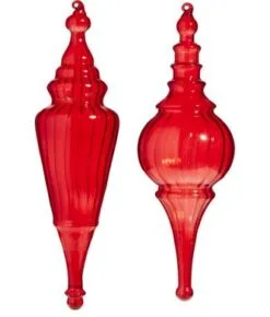 15.5" Red Finial Assorted Set Of 2