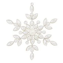 6" Pearl Snowflake Ornament Set Of 6
