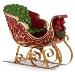 22" Red & Gold Sleigh With Wreath