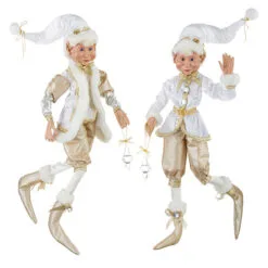 30" Champagne Posable Elf Assorted Set Of 2