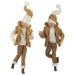 16" Cozy Posable Elf Assorted Set Of 2