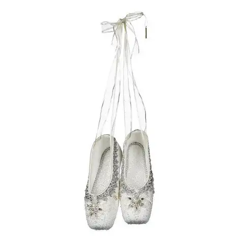 10" White & Silver Jeweled Winter Ballet Slippers 3 10" White & Silver Jeweled Winter Ballet Slippers