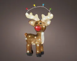 19" 48 LED Cool White Battery Operated Outdoor Reindeer Acrylic
