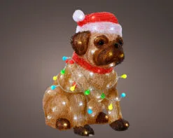 17" 100LED Dog With Santa Hat Acrylic