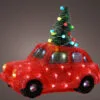 15" Acrylic Red Car With Christmas Tree 80LED -Christmas decorations Shop 783507