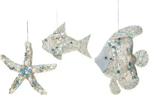 Mark Roberts 11-15" Jewels Of The Sea Ornaments Assorted Set Of 3 3 Mark Roberts 11-15" Jewels Of The Sea Ornaments Assorted Set Of 3