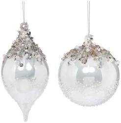 5" Jeweled Sparkle Assorted Ornament Set Of 4