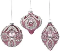 Mark Roberts 5" Pink Grand Jewel Ornaments Assorted Set Of 6