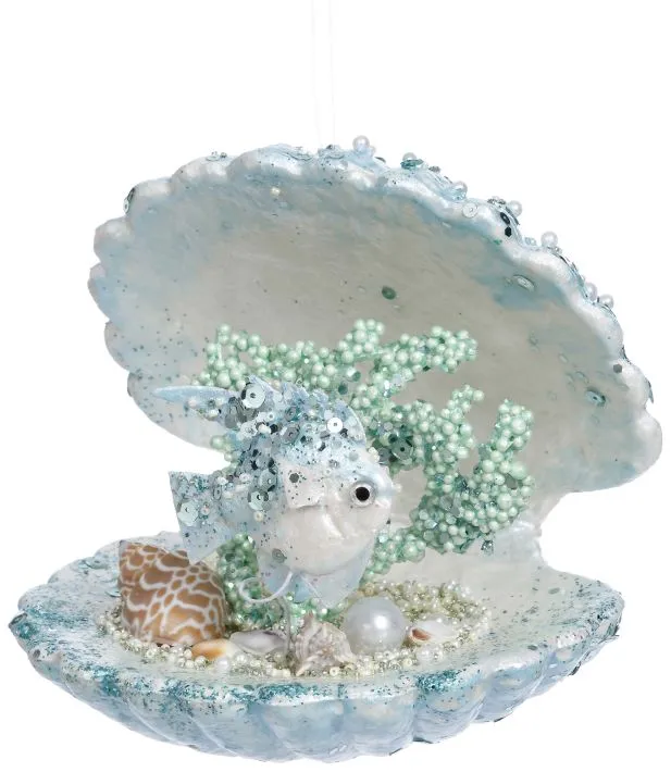 Mark Roberts 6" Large Blue Coral Shell Ornament Set Of 2 3 Mark Roberts 6" Large Blue Coral Shell Ornament Set Of 2