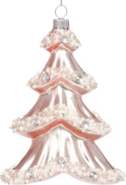 Mark Roberts 5" Pink Pearlized Tree Ornament Set Of 6