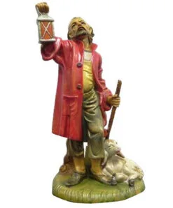 12" Peasant Man With Lantern Figurine