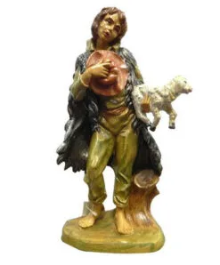 12" Shepherd With Sheep Figurine