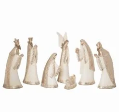 14" Lace Accent Nativity Set Of 7