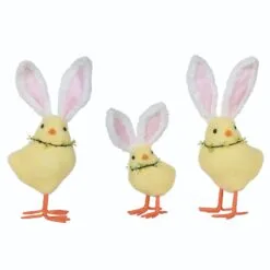 11" Chicks With Bunny Ears Set Of 3