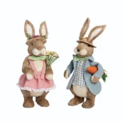 17" Sisal Easter Garden Bunny Assorted Set Of 2