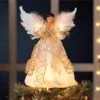 12" Gold Angel Tree Topper With 10 Lights -Christmas decorations Shop 8613143681E