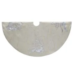 50" Light Gold With Silver Reindeer Tree Skirt