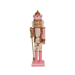 15" Pink & Gold Floral King Nutcracker