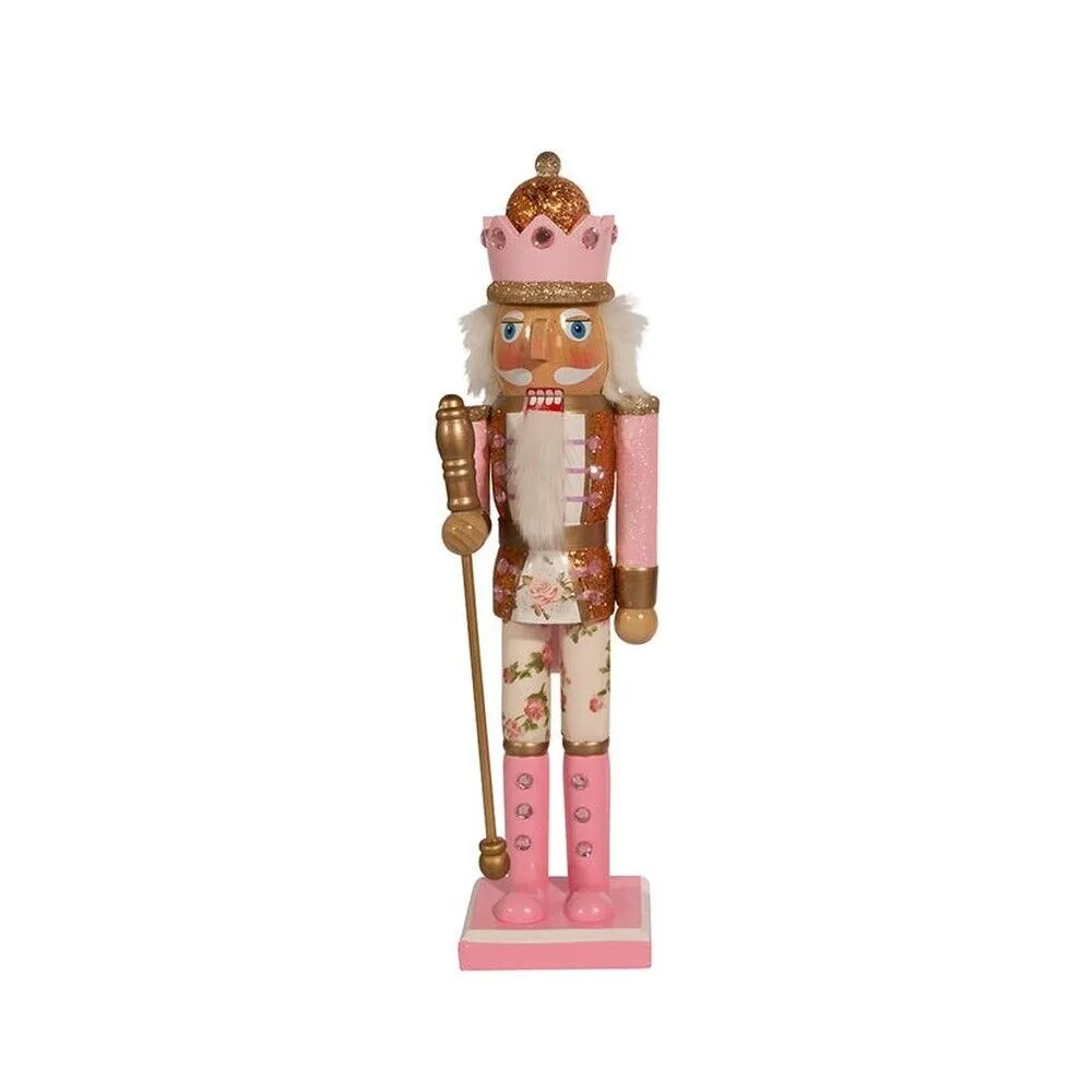 15" Pink & Gold Floral King Nutcracker 3 15" Pink & Gold Floral King Nutcracker