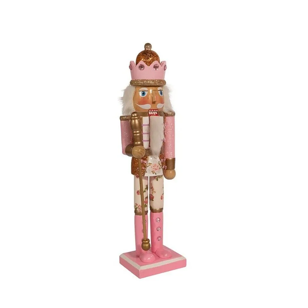 15" Pink & Gold Floral King Nutcracker 4 15" Pink & Gold Floral King Nutcracker - Image 2