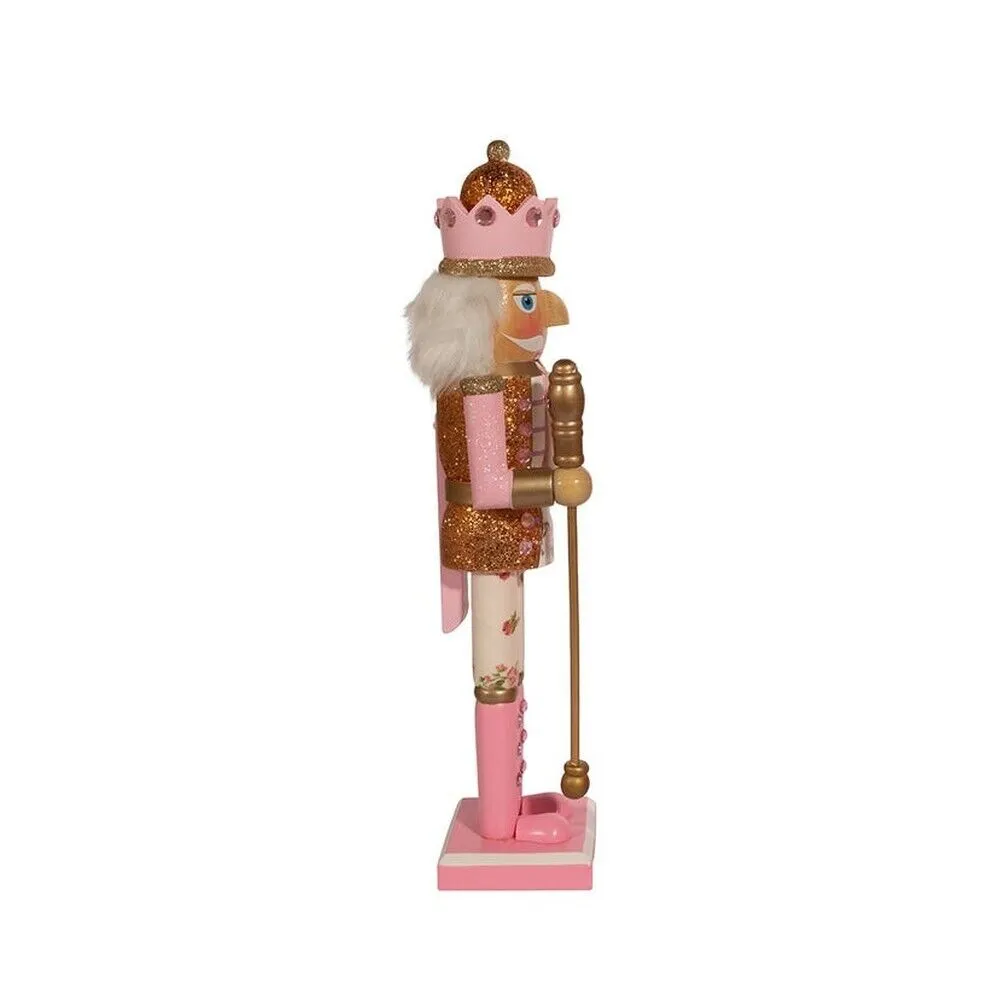 15" Pink & Gold Floral King Nutcracker 5 15" Pink & Gold Floral King Nutcracker - Image 3