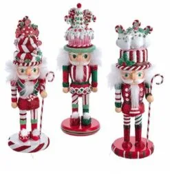 10" Peppermint Sweet Nutcracker Assorted Set Of 3