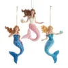 6" Mermaid With Ocean Pattern Ornament Set Of 3 2 6" Mermaid With Ocean Pattern Ornament Set Of 3 -Christmas decorations Shop 8613168539 1