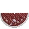 48" Red & Green Plaid Tree Skirt With Snowflakes