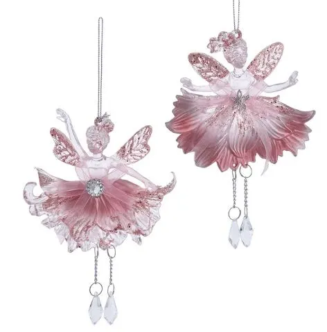 6" Pink Fairy With Bow Ornament Set Of 6 3 6" Pink Fairy With Bow Ornament Set Of 6