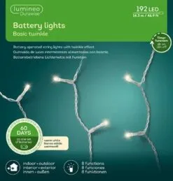 47 FT 192 LED Warm White Light Transparent Wire 8 Function Battery Operated -Christmas decorations Shop 8717427546005C