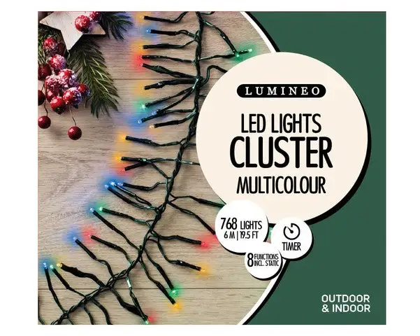 20 FT Cluster 768 LED Multicolor Green Wire & 8 Function Twinkle 4 20 FT Cluster 768 LED Multicolor Green Wire & 8 Function Twinkle - Image 2
