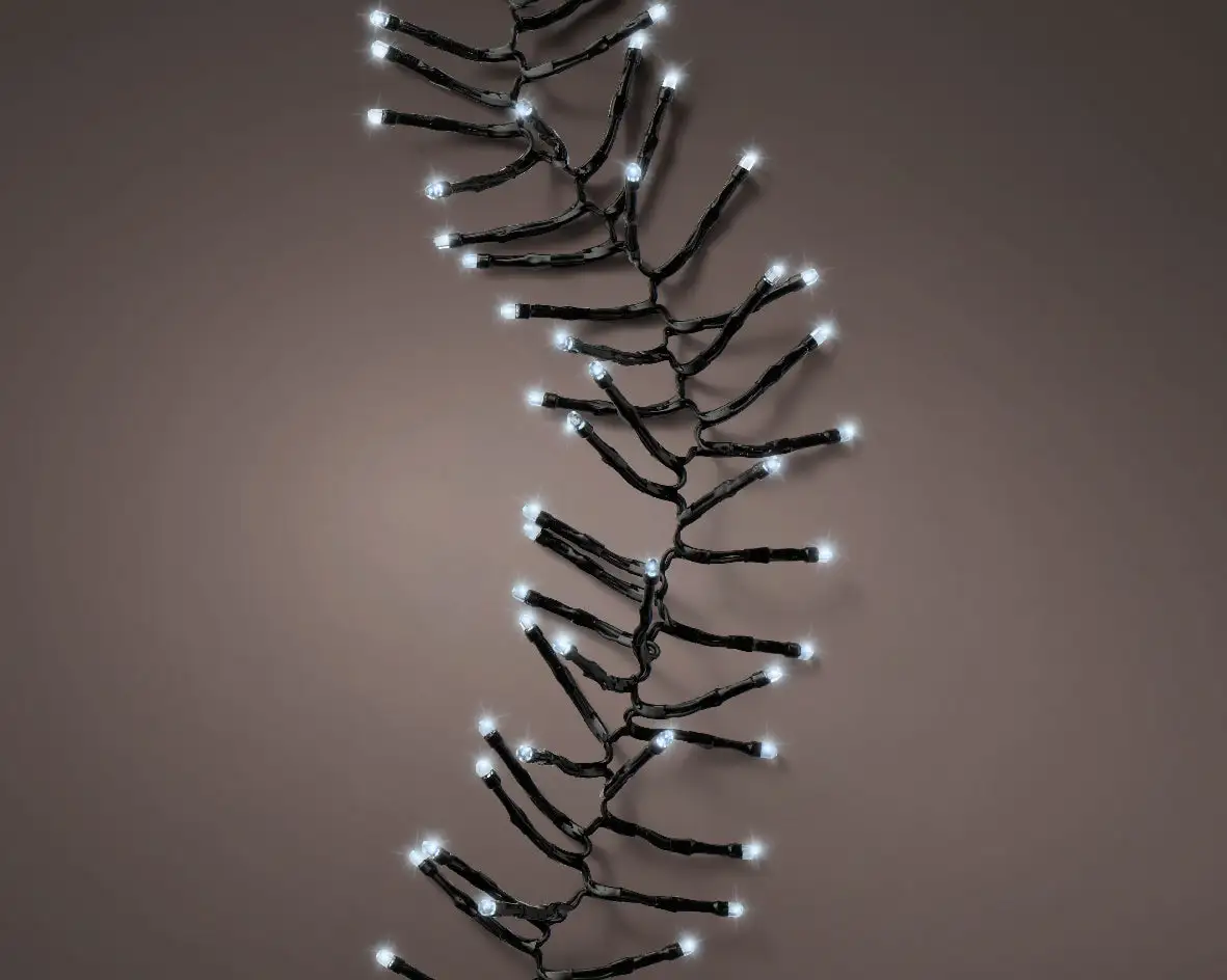 7 FT Cluster 192 LED Cool White Black Wire 8 Functions Battery Operated 3 7 FT Cluster 192 LED Cool White Black Wire 8 Functions Battery Operated