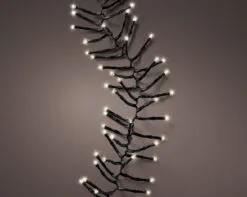 7 FT Cluster 192 LED Warm White Black Wire 8 Functions Battery Operated