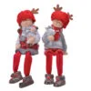 5" Red & Silver Sitting Children Set Of 2 -Christmas decorations Shop 8720093949704