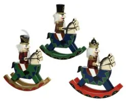 8" Nutcracker Rocking Horse Assorted Set Of 3