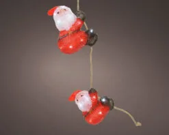 32" 30 LED Cool White Battery Operated Outdoor Santa On Rope Acrylic