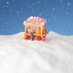 5.5" Pink Stripe Popcorn Wagon Led Multicolor