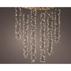 39 FT Cascade Starter Set Warm White With 6 Strings 480 LED Lights Transformer