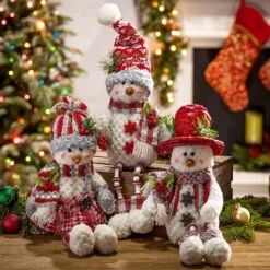 14" Holiday Snowman Shelf Set Of 3 -Christmas decorations Shop 8729346881 1