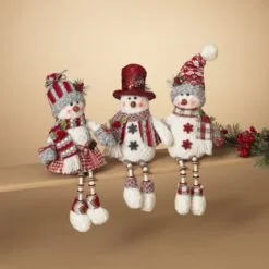 14" Holiday Snowman Shelf Set Of 3